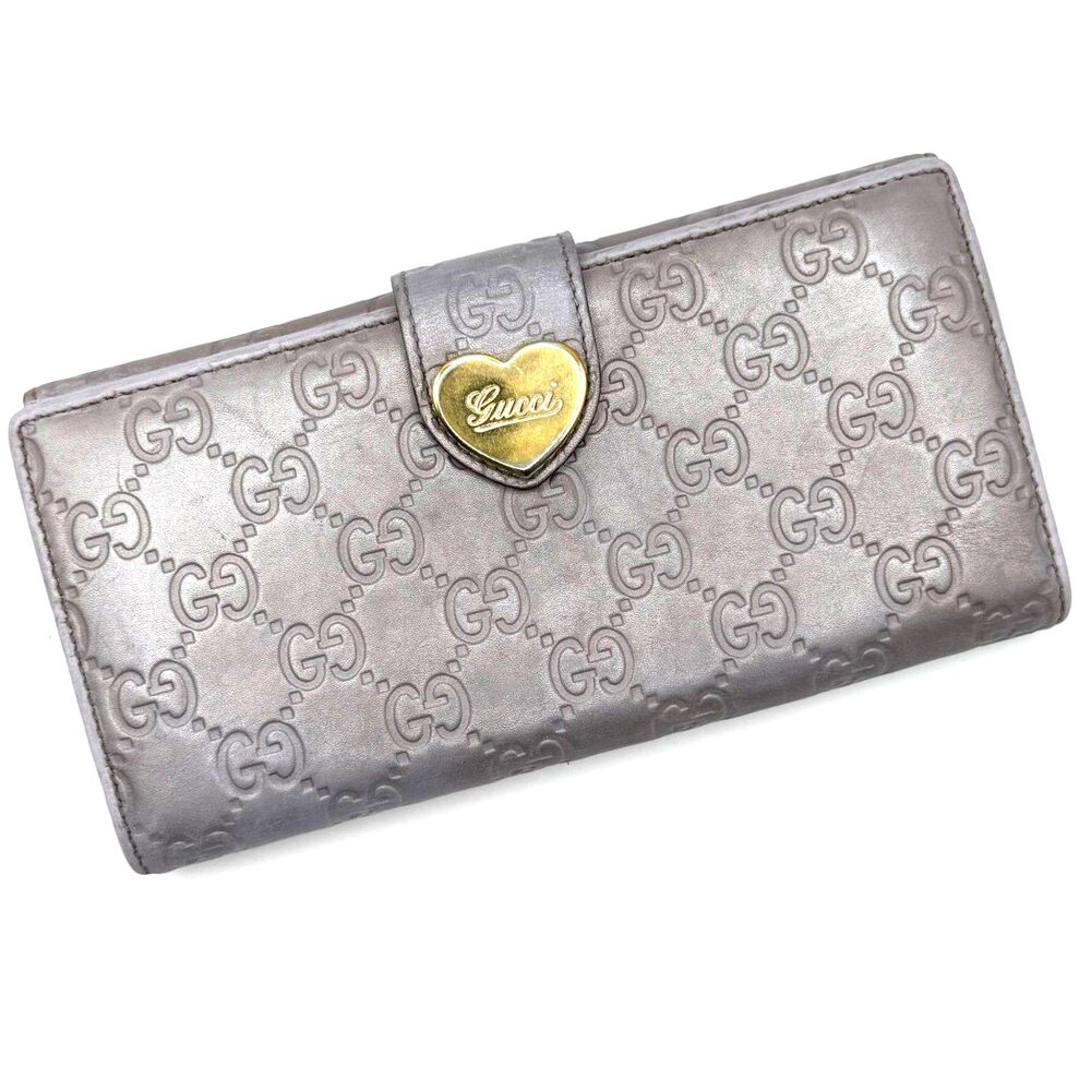 Gucci Vintage Lovely Metallic Guccissima Continental Wallet Purple Authentic